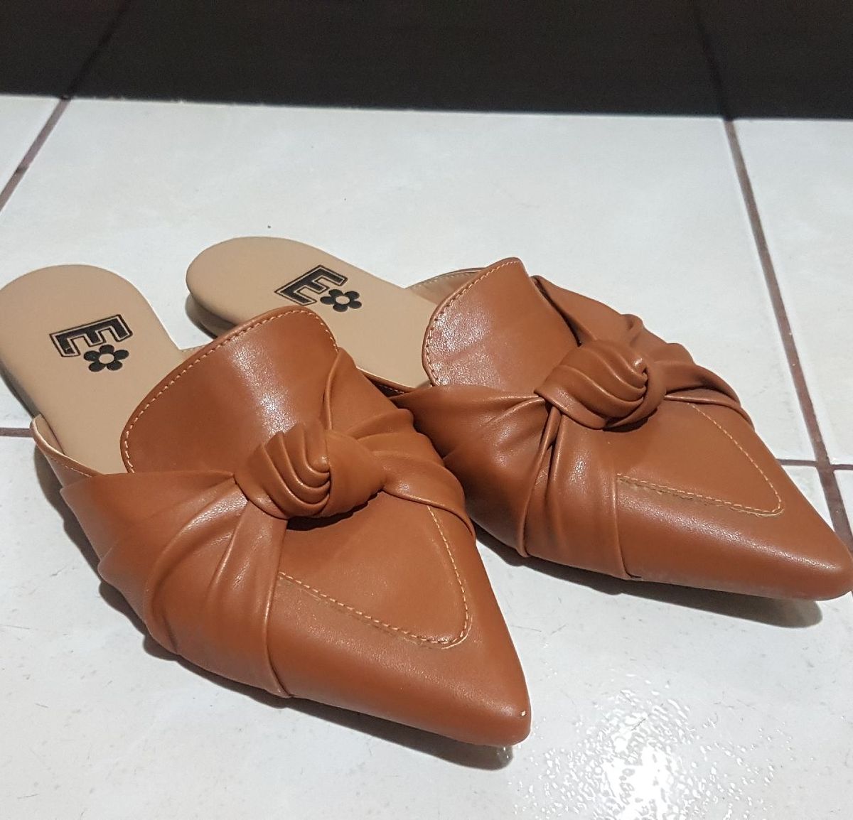 Mule Caramelo sem Salto Sapato Feminino Nunca Usado 82638708