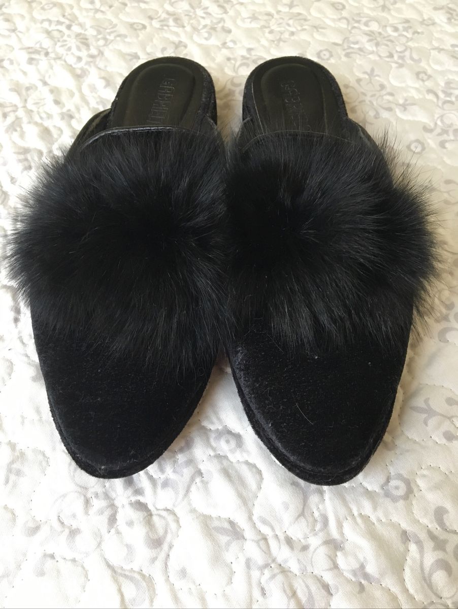 sapato mule com pelinho
