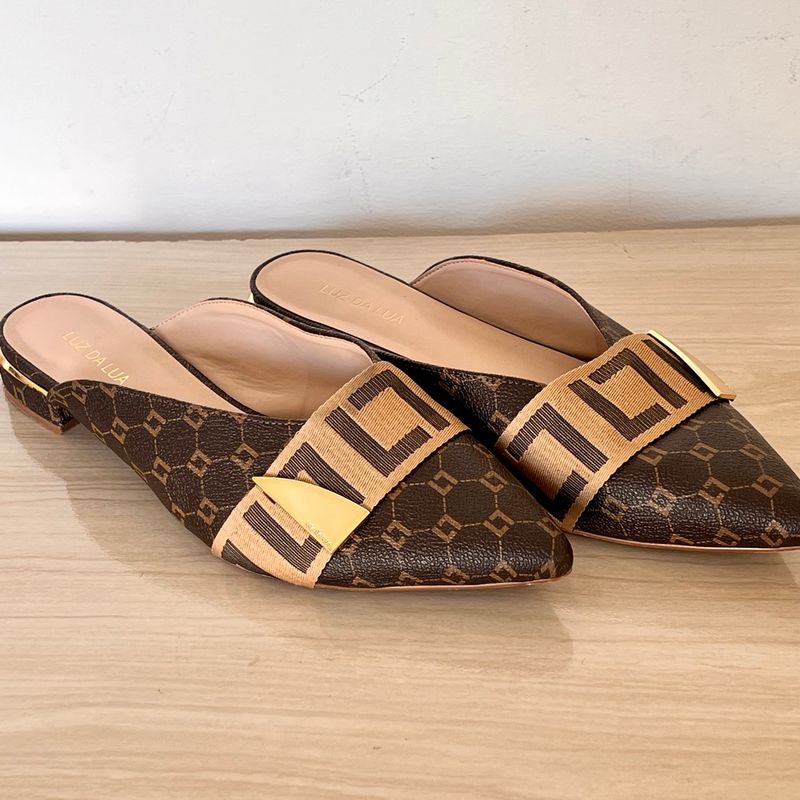 Mule Luz da Lua Monograma Rasteira Feminina Luz Da Lua Usado