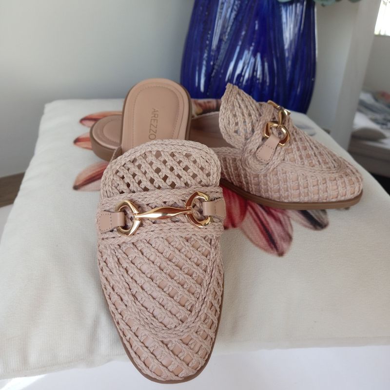 Mule Nude Vazada Flats Arezzo Sapato Feminino Arezzo Nunca Usado 90398776 enjoei