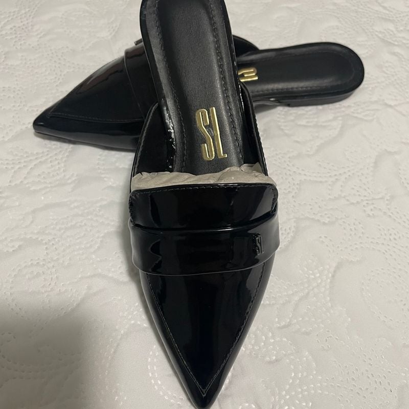 Mule Preta Bico Fino Sapato Feminino Santa Lolla Nunca Usado 97115471  enjoei