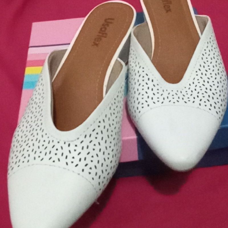 Mullet Sapato Salto Mullet, Salto Baixo Branca, Usaflex Sapato