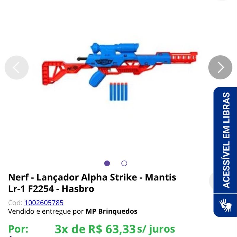 Nerf Lança Dardos Alphastrike Mantis LR-1 F2254 Hasbro na