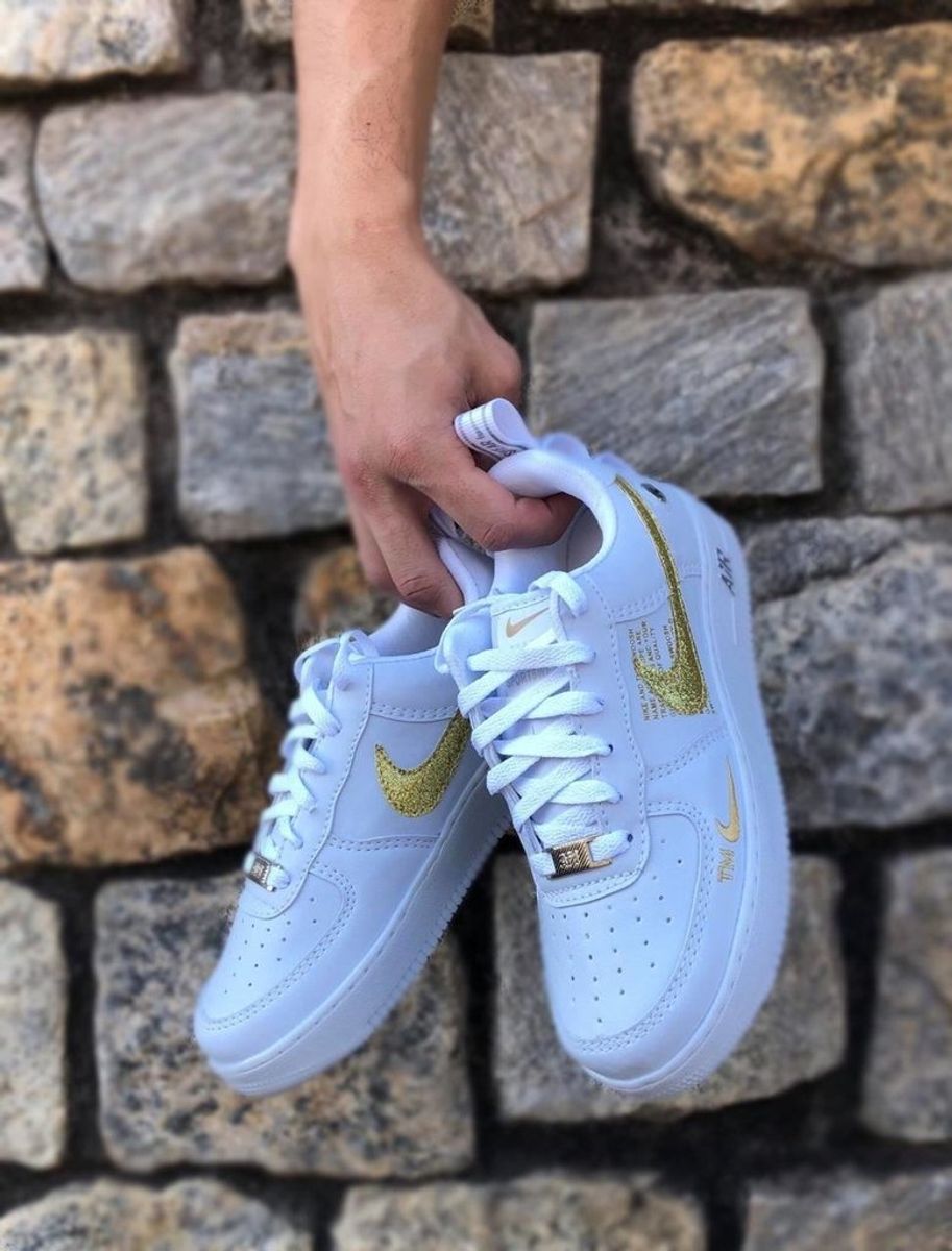 Nike Air Force Branco/dourado Novo Na Caixa Envio Rapido | Tênis Feminino  Nike Nunca Usado 44773432 | enjoei