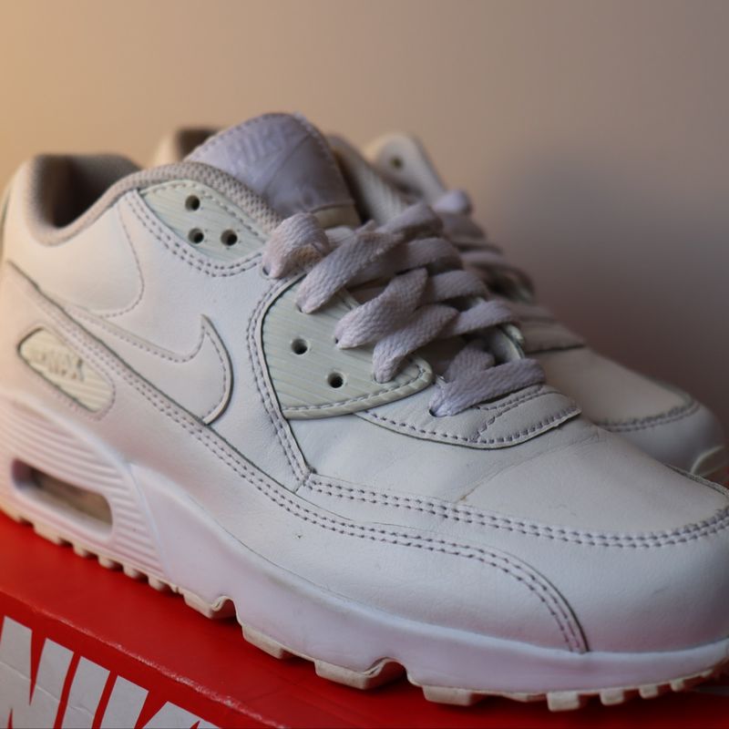 Air max 90 hot sale branco de couro