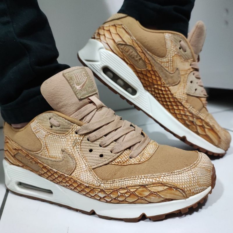 Nike air max 90 premium 2025 leather vachetta tan e amp; gold