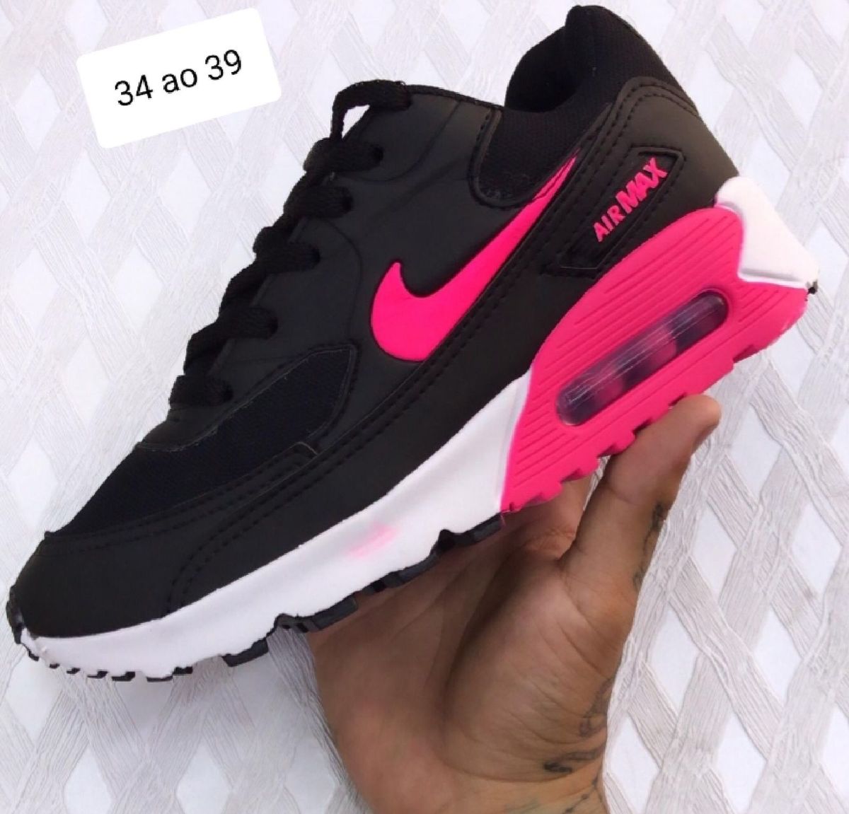 nike air feminino preto e rosa