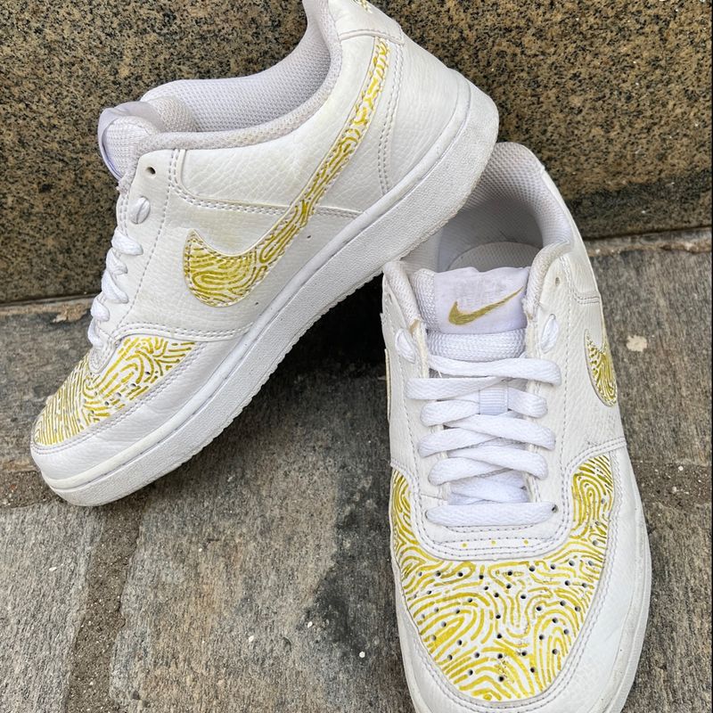 Nike Court Vision Low Next Nature Branco com Dourado Nike Usado