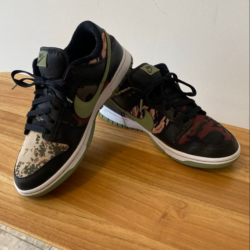 Nike Dunk Low Se Black Multi-Camo | Nike Usado 110051134 | enjoei