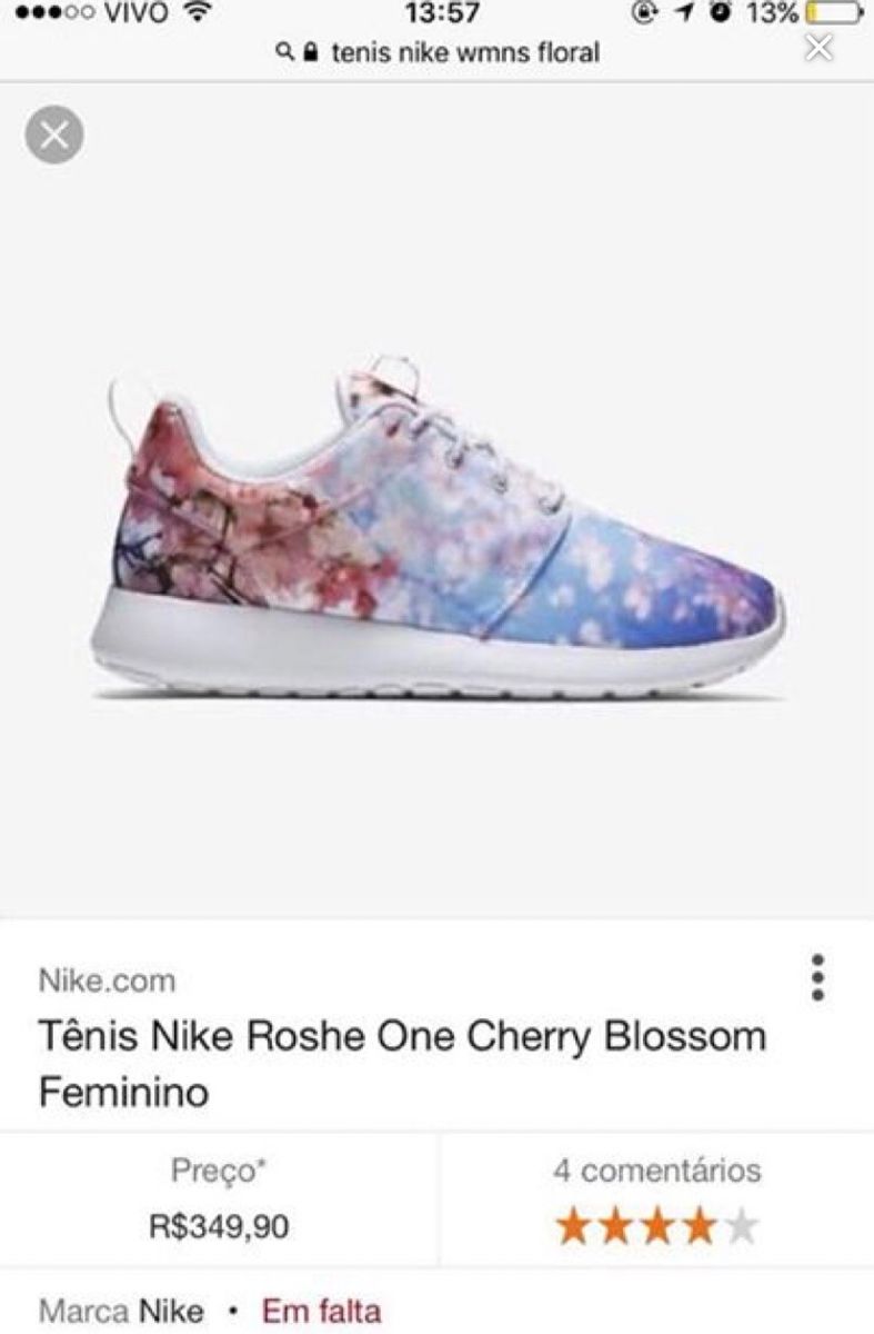 nike florido feminino