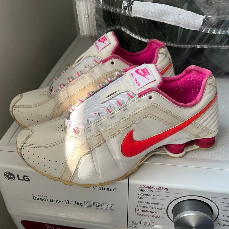 Nike shox junior branco e clearance rosa