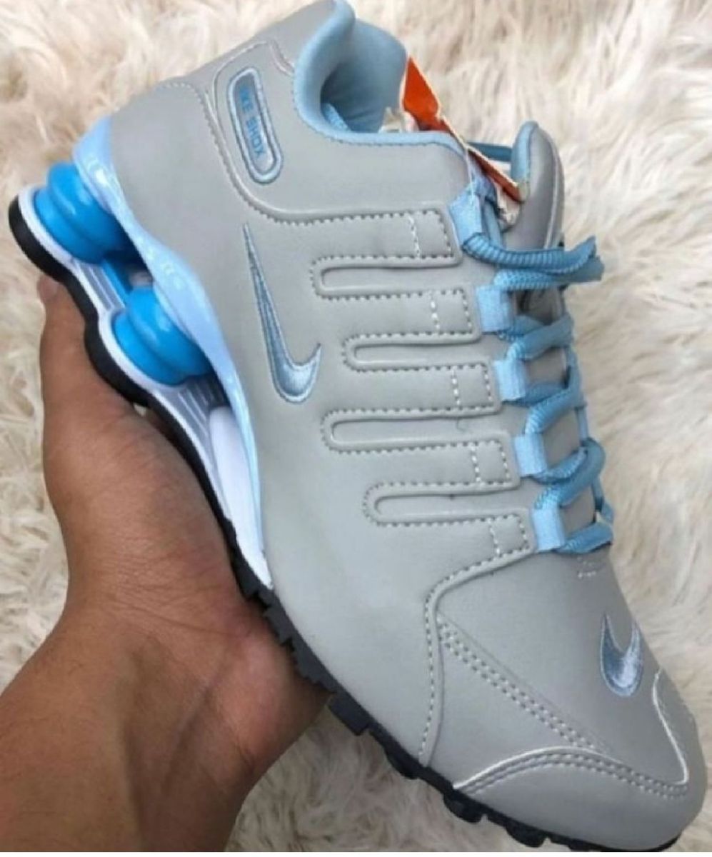 nike shox cinza com azul