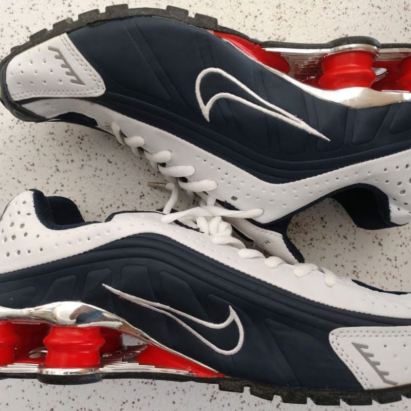 Nike Shox R4 Branco Azul E Vermelho Nike Shox R4 Americano Branco