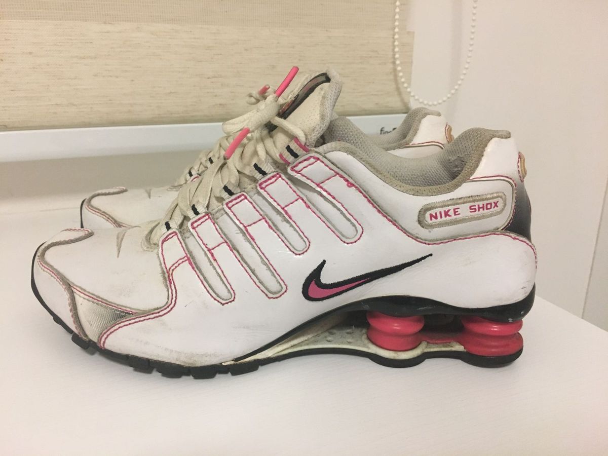 nike shox rosa e branco