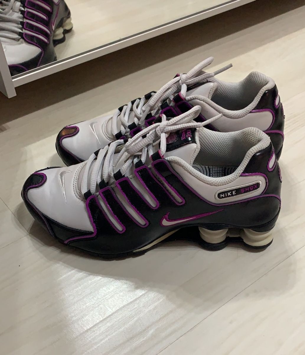 nike shox roxo e branco