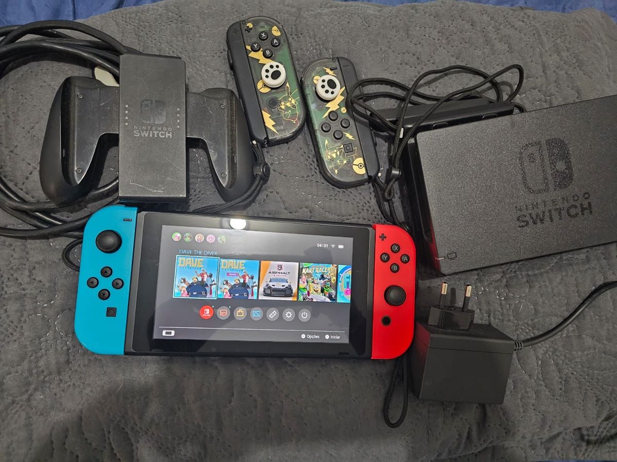 Nintendo Switch Lite Cinza- DESBLOQUEADO com 256gb - Games