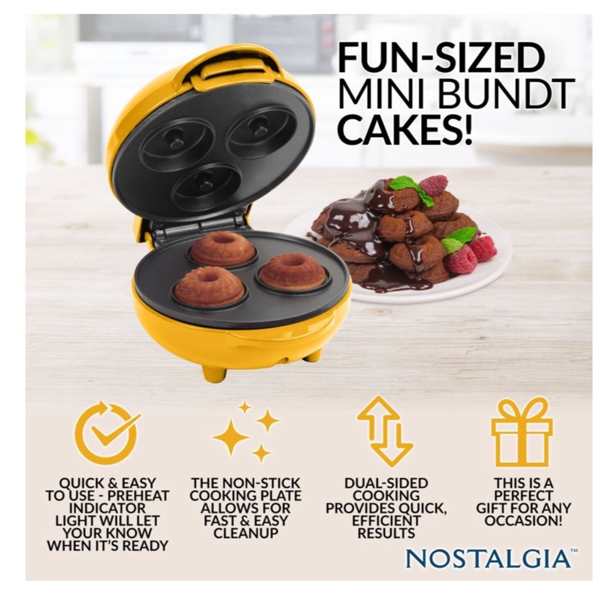 Nostalgia MyMini Personal Electric Bundt Cake Maker, Navy