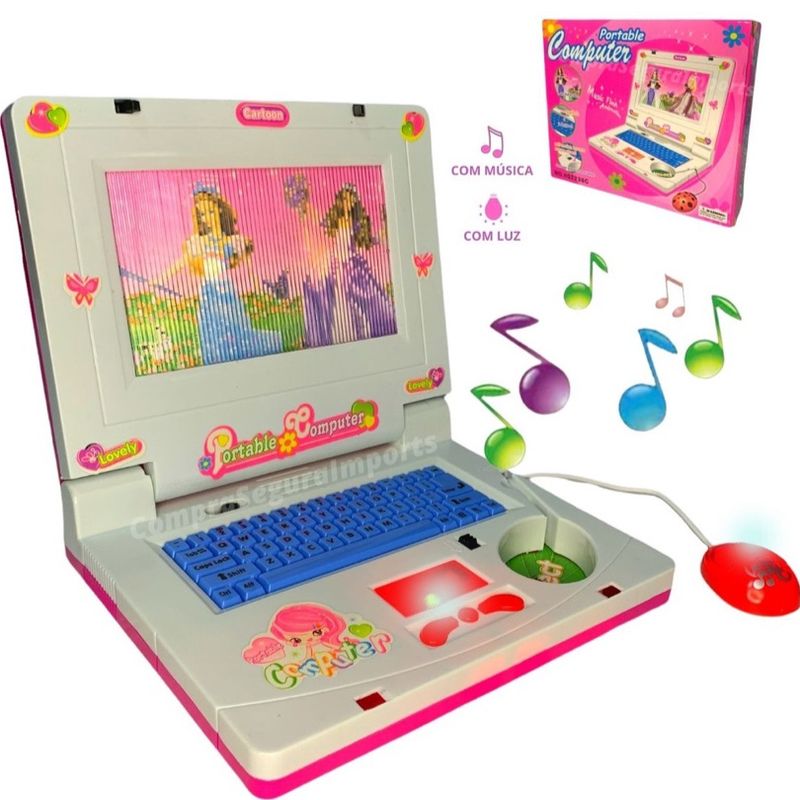 Brinquedo Laptop Notebook Infantil Musical Com Som E Luzes Jogos