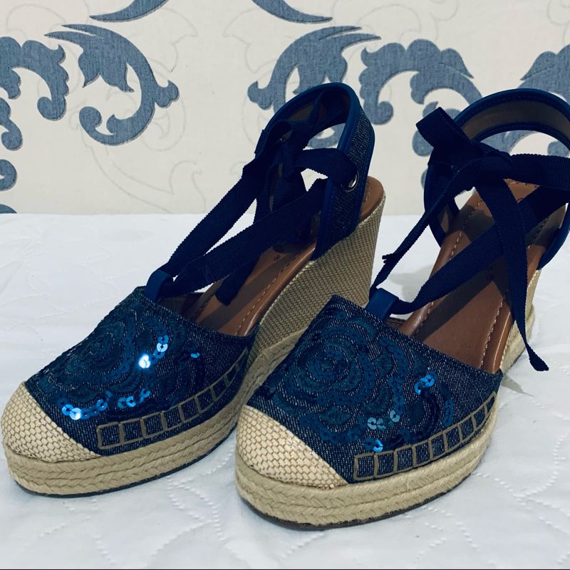 Sandália espadrille santa 2024 lolla jeans azul