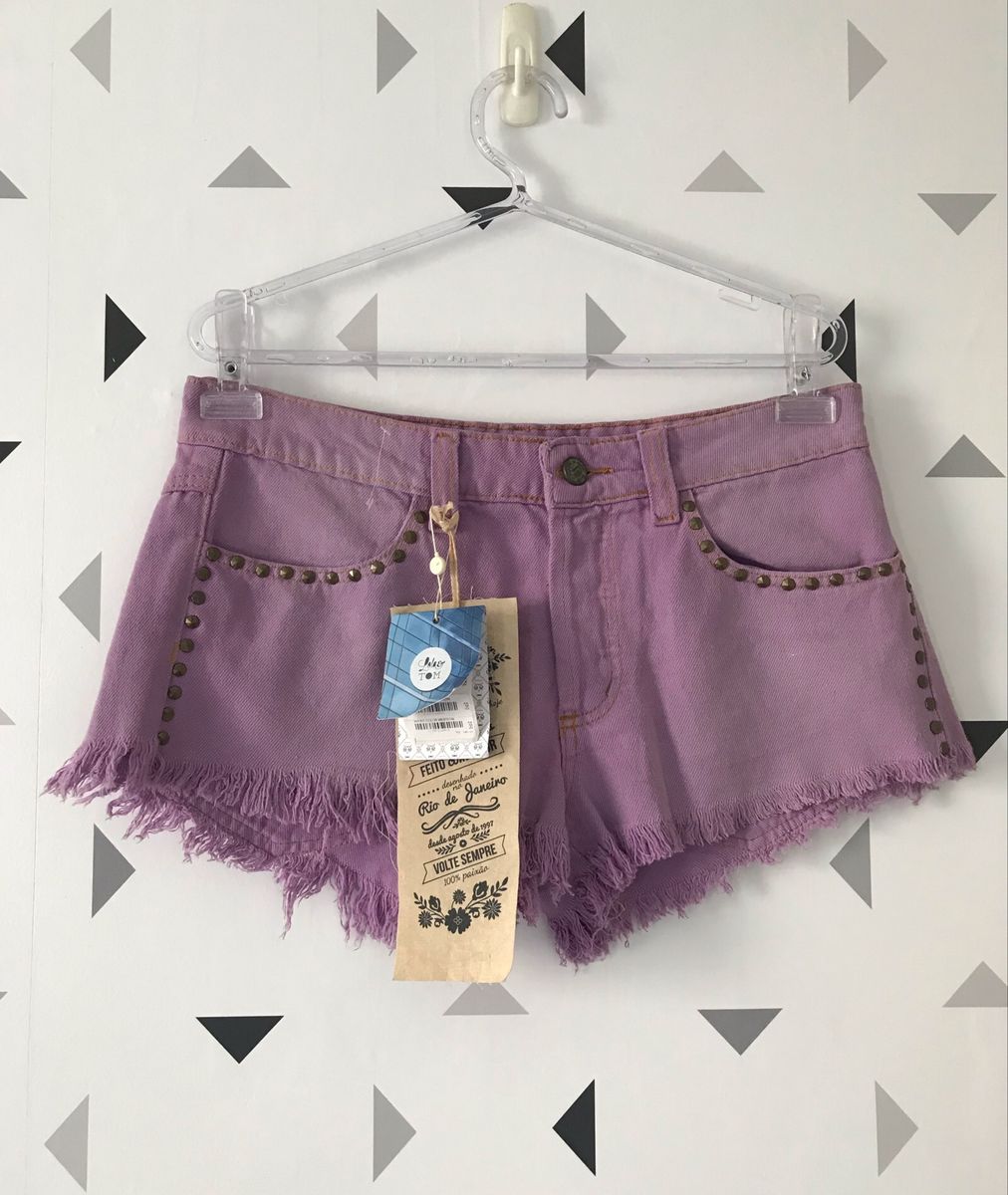 Novo - Short Farm Jeans Roxo | Shorts Feminino Farm Nunca Usado ...