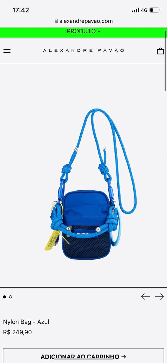 Nylon Bag Alexandre Pavão Azul Na Caixa Bolsa Masculina Alexandre