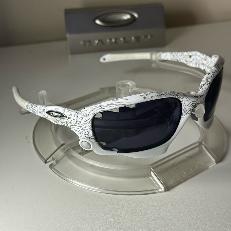 Oakley New Racing Jacket White/Black Ghost Text Vented Original