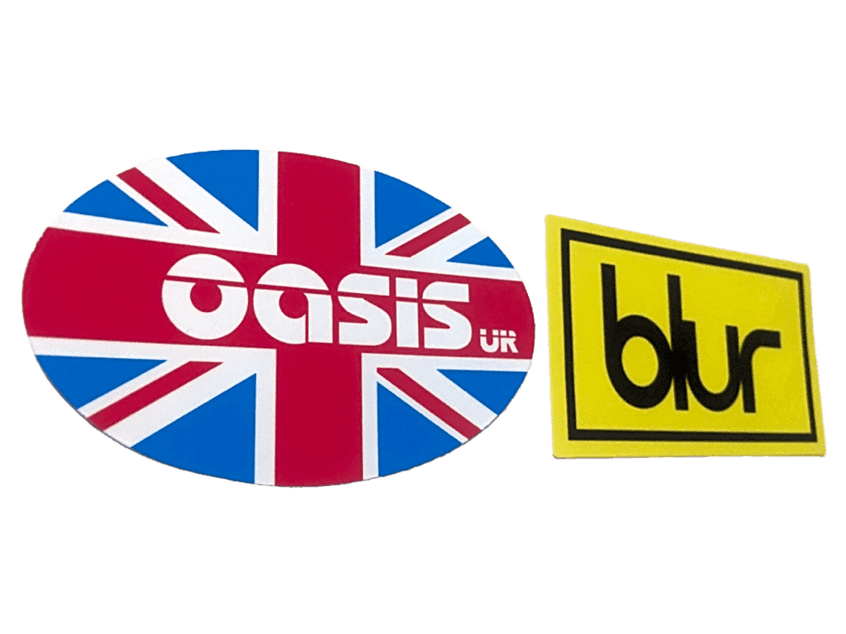 Oasis Vs Blur - 2 Adesivos Tamanho Médio 6,5cm de Largura da Maiores ...