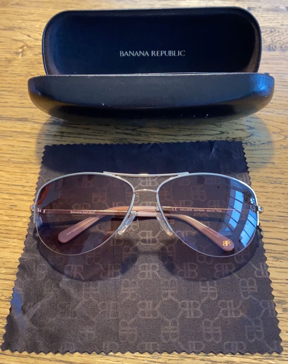 culos de Sol Banana Republic Dourado Lentes Caramelo