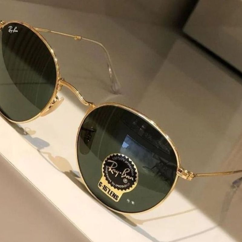 Óculos Ray-Ban Roubd Armação Dourada Lentes Pretas Original, Óculos  Feminino Ray-Ban Usado 93515196