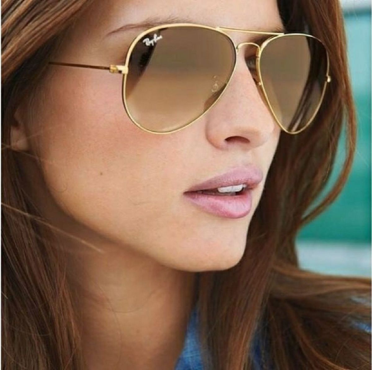 Óculos de Sol Rayban Aviador Rb3025 Dourado com Marrom Degradê Rb3025