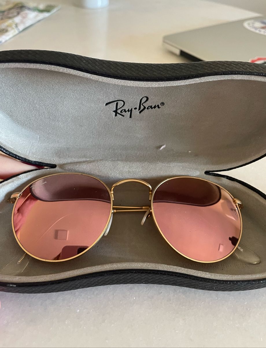 Óculos de Sol Rayban Modelo Round Metal Collection Cor Rosa e