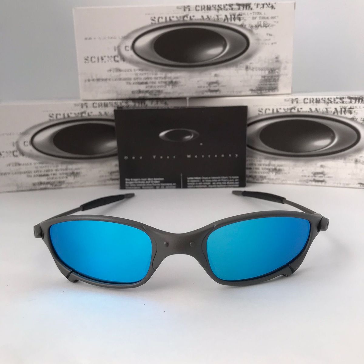 Óculos Oakley Juliet Xmetal Azul Lentes Polarizadas Anti-reflexos ...