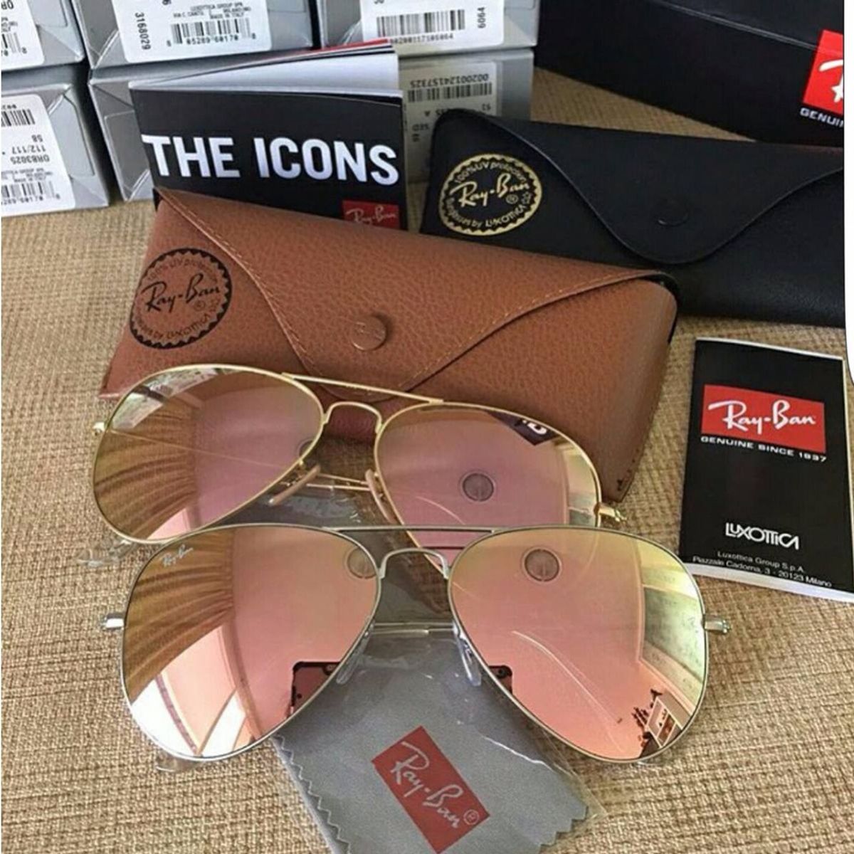 Óculos Ray Ban Aviador Rosa Feminino Ultima Peça em Promoção | Óculos ...
