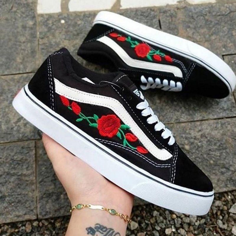 Tenis vans 2024 com rosas