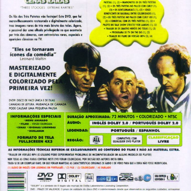 Os Tres Patetas Dvd Light Cenas Raras Original Lacrado | Novodisc