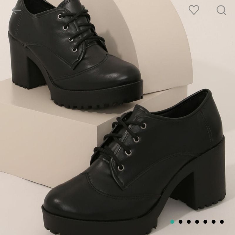 Oxford Preto com Salto Tratorado Bota Feminina Oneself Nunca Usado  57557664 enjoei