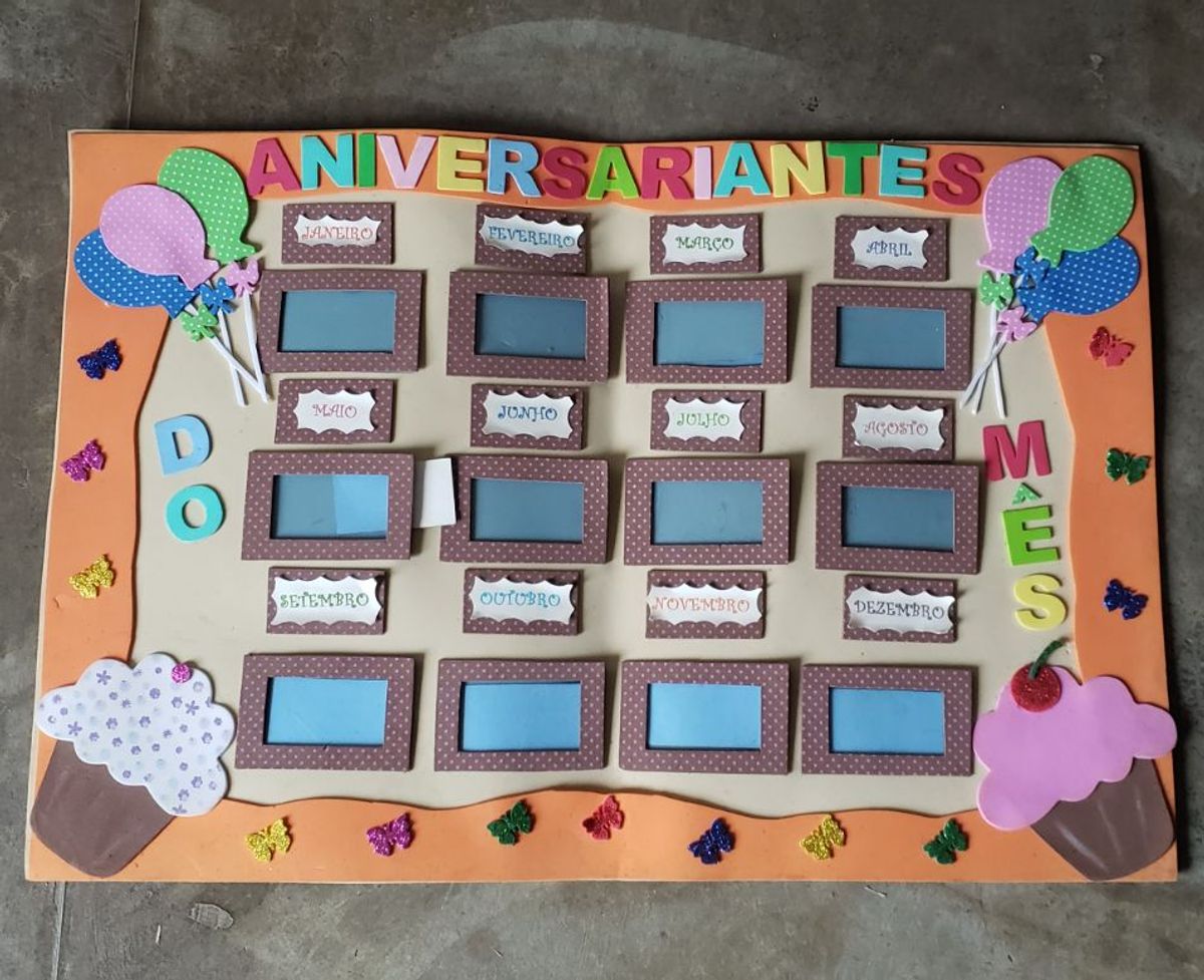 Painel Aniversariantes do Mês em Eva | Item Infantil Artesanal Usado ...