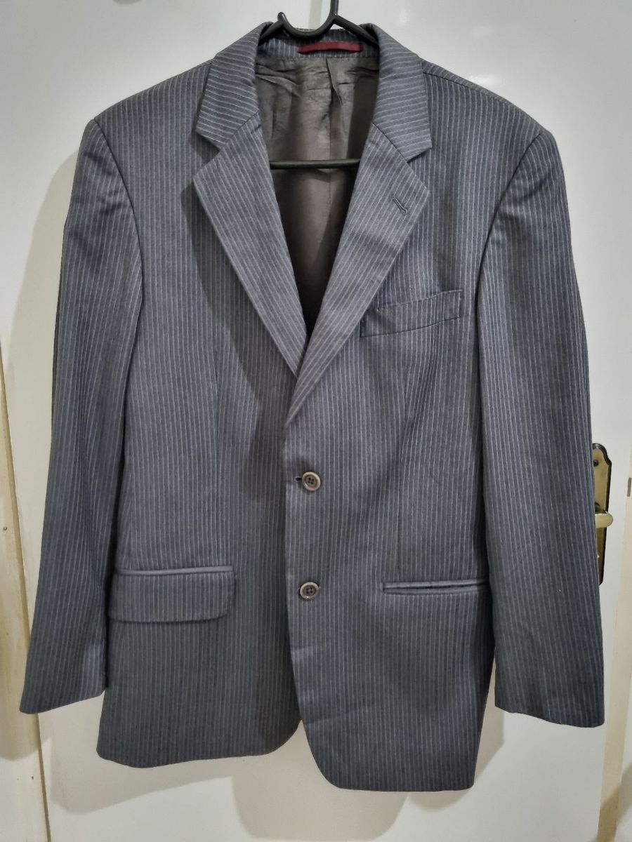 Paletó de Lã Cinza Risca de Giz | Blazer Masculino Vr Menswear Usado ...