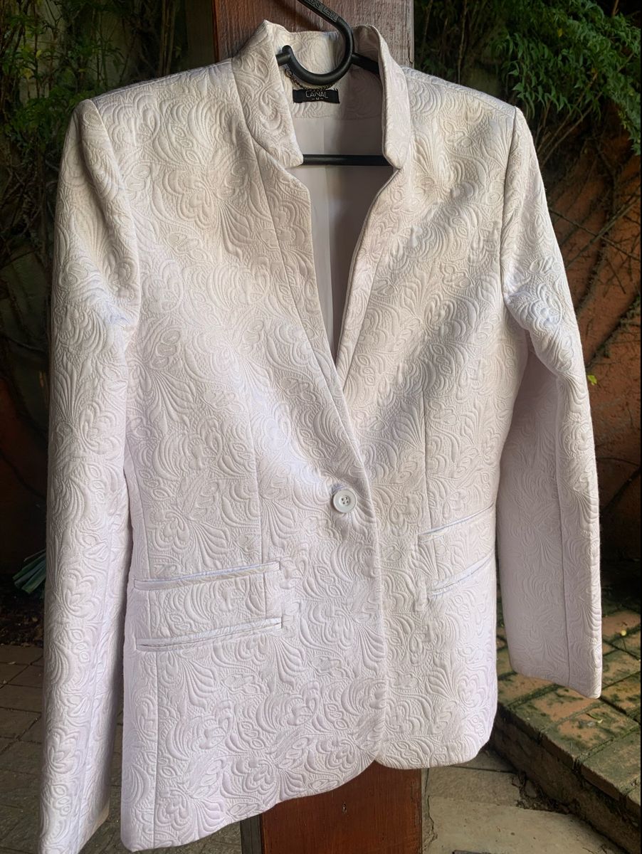 Paletó Feminino Branco Importado | Casaco Feminino Canal Usado 82595858 ...