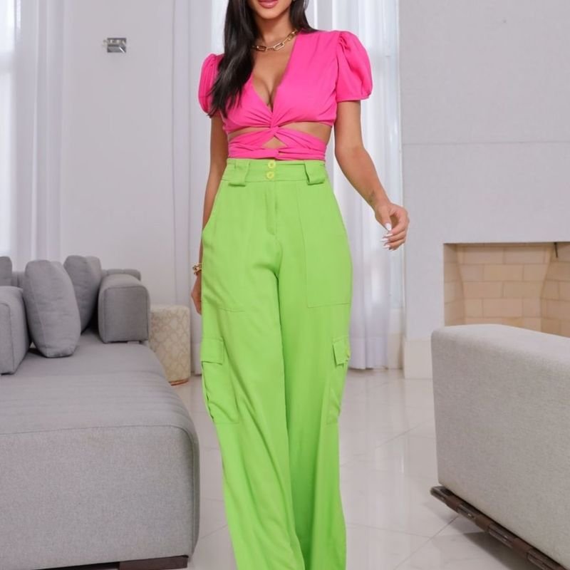 Green Cargo Wide Leg Pants – Montivo