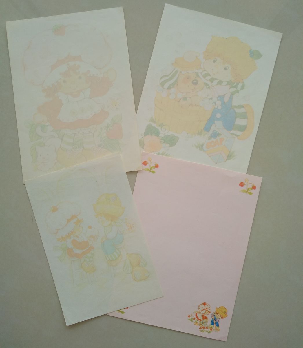 Papel Carta Moranguinho Ursinhos Antigo Anos 80 Coleção Vintage