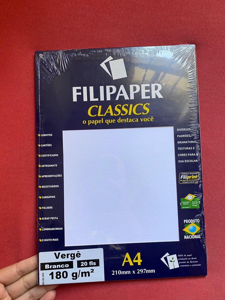 Papel Vergê Branco 180gramas 20 Folhas Filipaper Classics Papelaria Item De Papelaria 7433