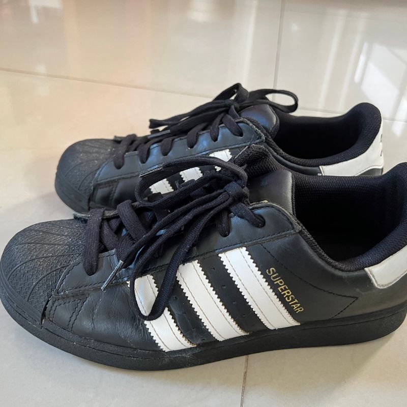 Par de Tênis Adidas Super Star Preto Original Número 38, Tênis Feminino  Adidas Usado 90181113