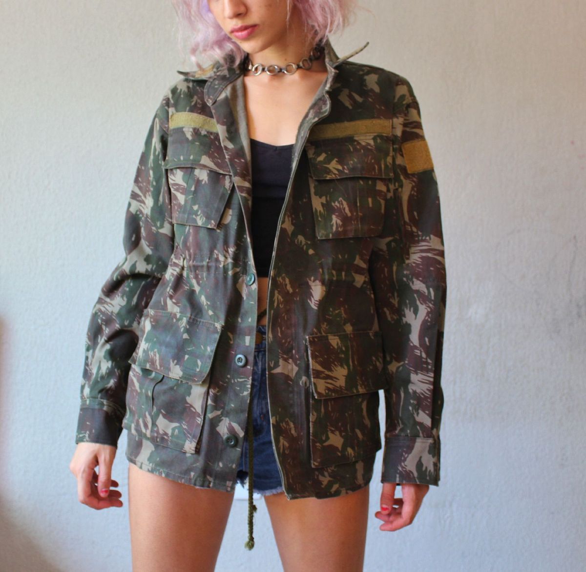 jaqueta feminina militar camuflada