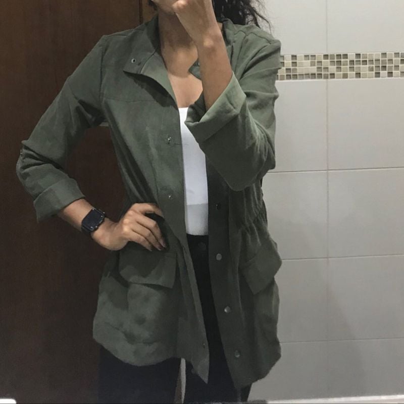 Jaqueta Parka Feminina Parka Verde Militar Lady Rock Parka Jaqueta