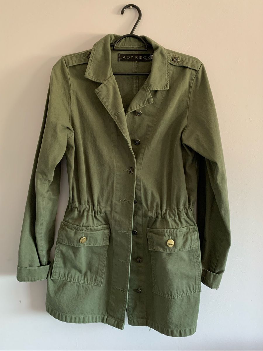 jaqueta parka verde militar lady rock