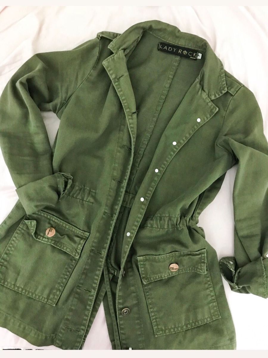 jaqueta parka verde militar lady rock
