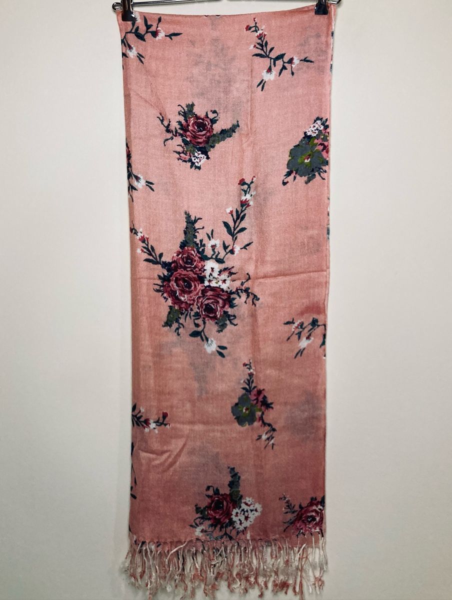 Pashmina Rosa Floral | Lenço Feminino Usado 74793168 | enjoei