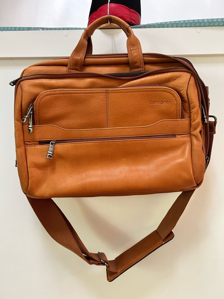 Pasta em Couro Legítimo Caramelo Samsonite Samsonite Usado