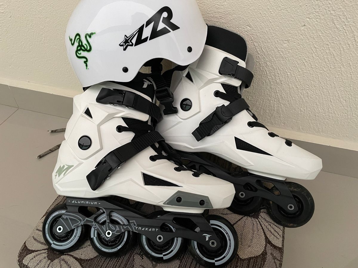 Patins Inline Freestyle Traxart Revolt Branco Mm Abec Tamanho